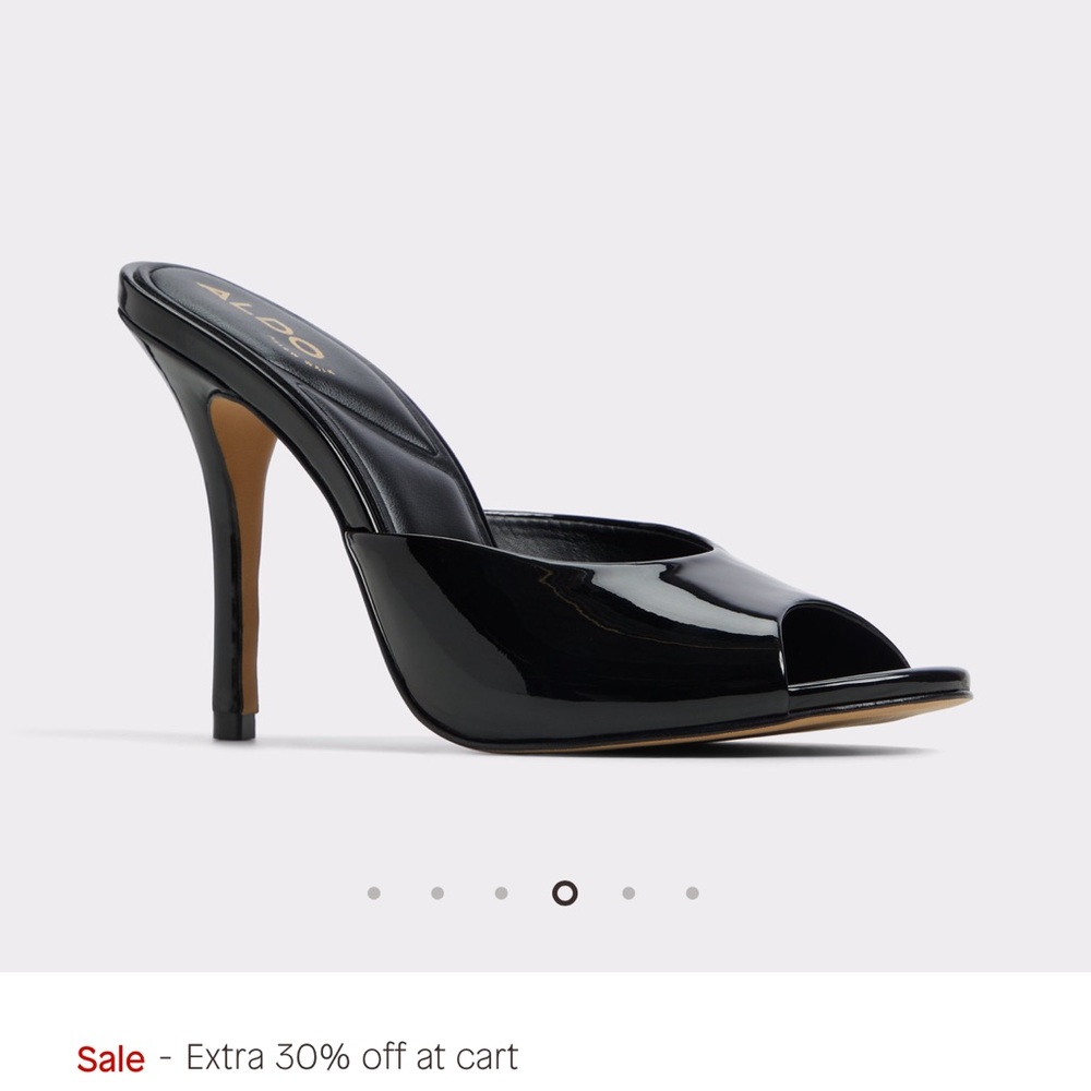 Aldo Glossy Black Peep-Toe Heels